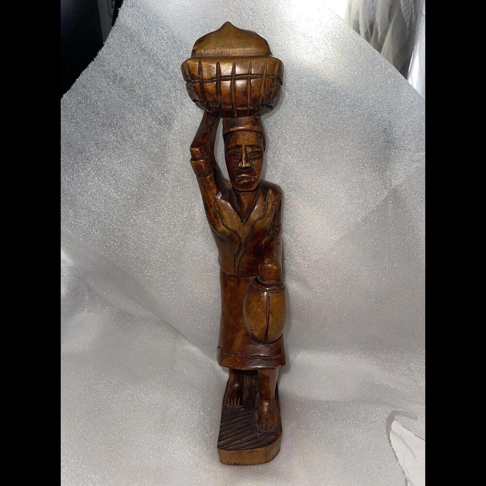 Wooden Hand Carved Large African Tribal Woman Sculptures Figurine#16A - Picture 2 of 5